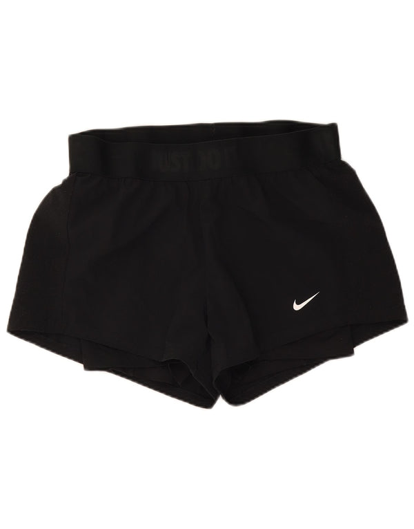 Nike Womens Dri Fit Sport Shorts UK 10 Pequeno Poliéster Preto