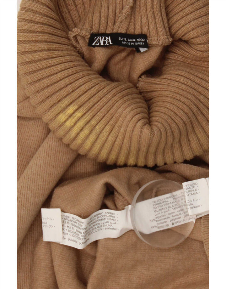 Colete feminino Zara UK 16 grande algodão bege