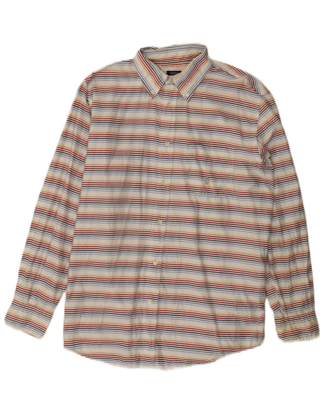 MARINA YACHTING Camisa masculina tamanho 43 grande algodão listrado multicolorido