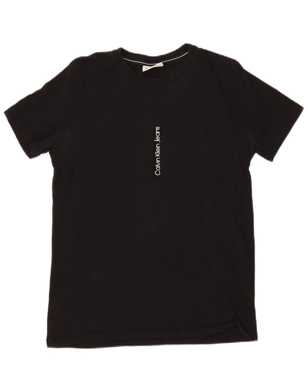 Camiseta feminina Calvin Klein Jeans com estampa gráfica UK 14 algodão preto médio