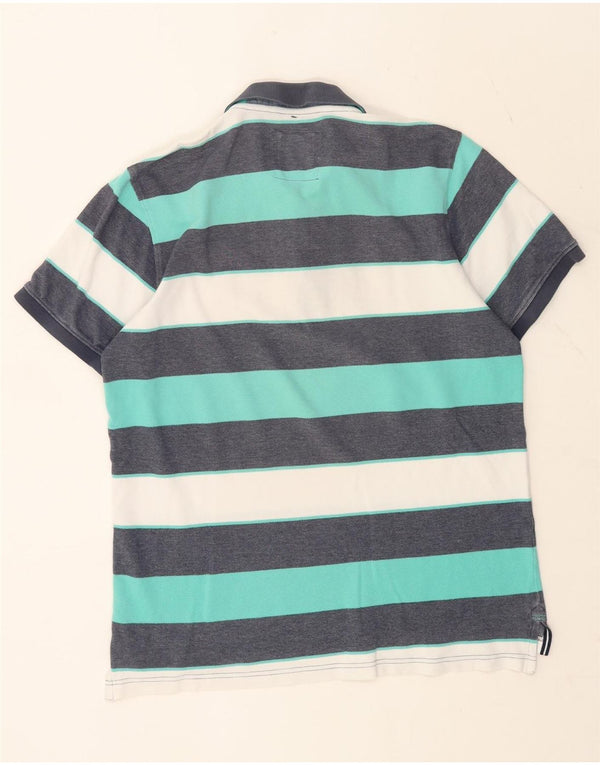 Camisa polo masculina Crew Clothing grande algodão listrado multicolorido