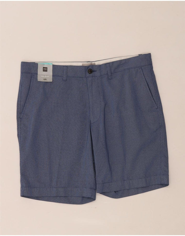 Shorts chino masculino Marks & Spencer W34 grande algodão manchado azul