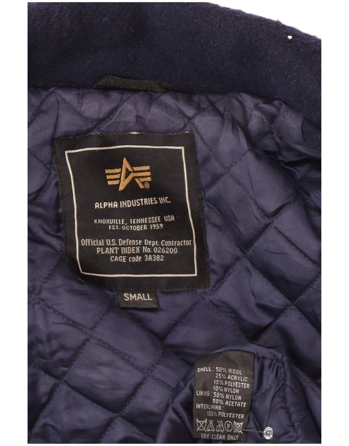 Casaco feminino grande de ervilha Alpha Industries Reino Unido 10 lã azul marinho pequeno