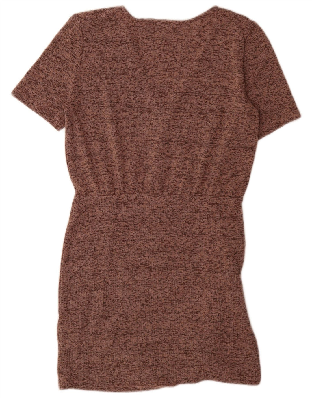 Vestido bainha feminino Zara Reino Unido 12 poliéster manchado marrom médio