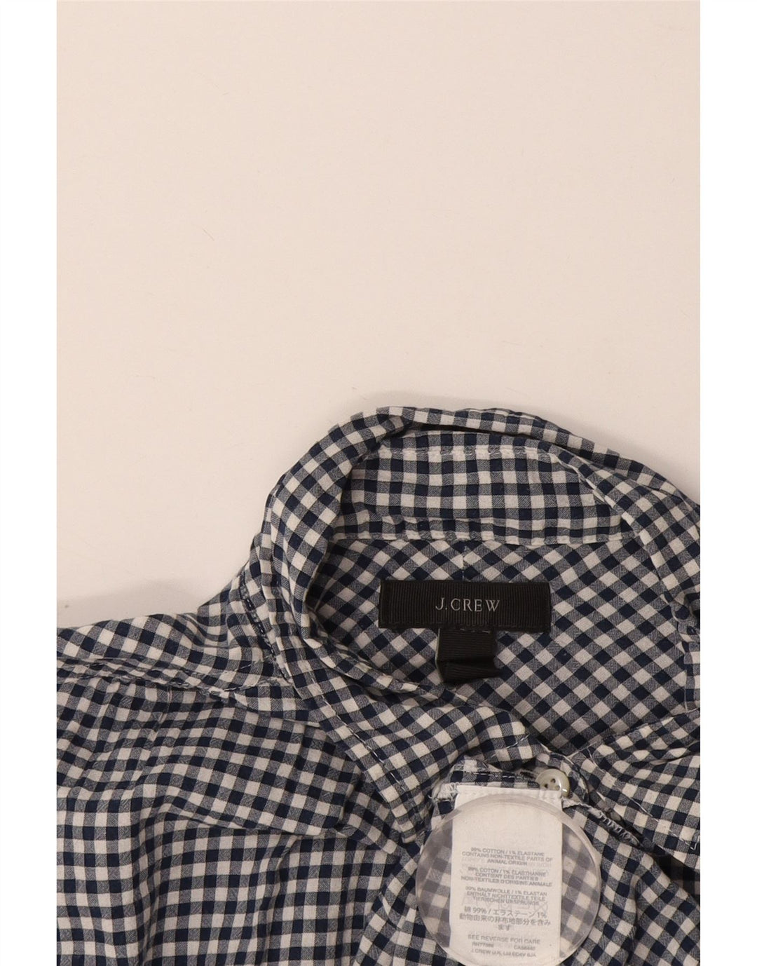 Pulôver feminino J. Crew UK 14 algodão guingão azul marinho médio