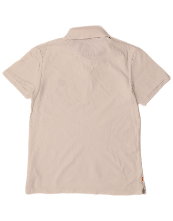 Camisa polo masculina Timberland Slim Fit pequena de algodão branco