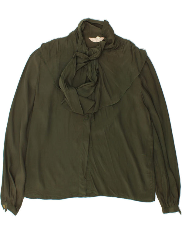 Blusa feminina VINTAGE com gravata frontal IT 42 cáqui médio