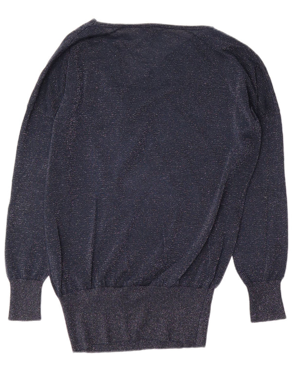 Suéter feminino Oasis com gola canoa e viscose manchada azul marinho grande Reino Unido 16