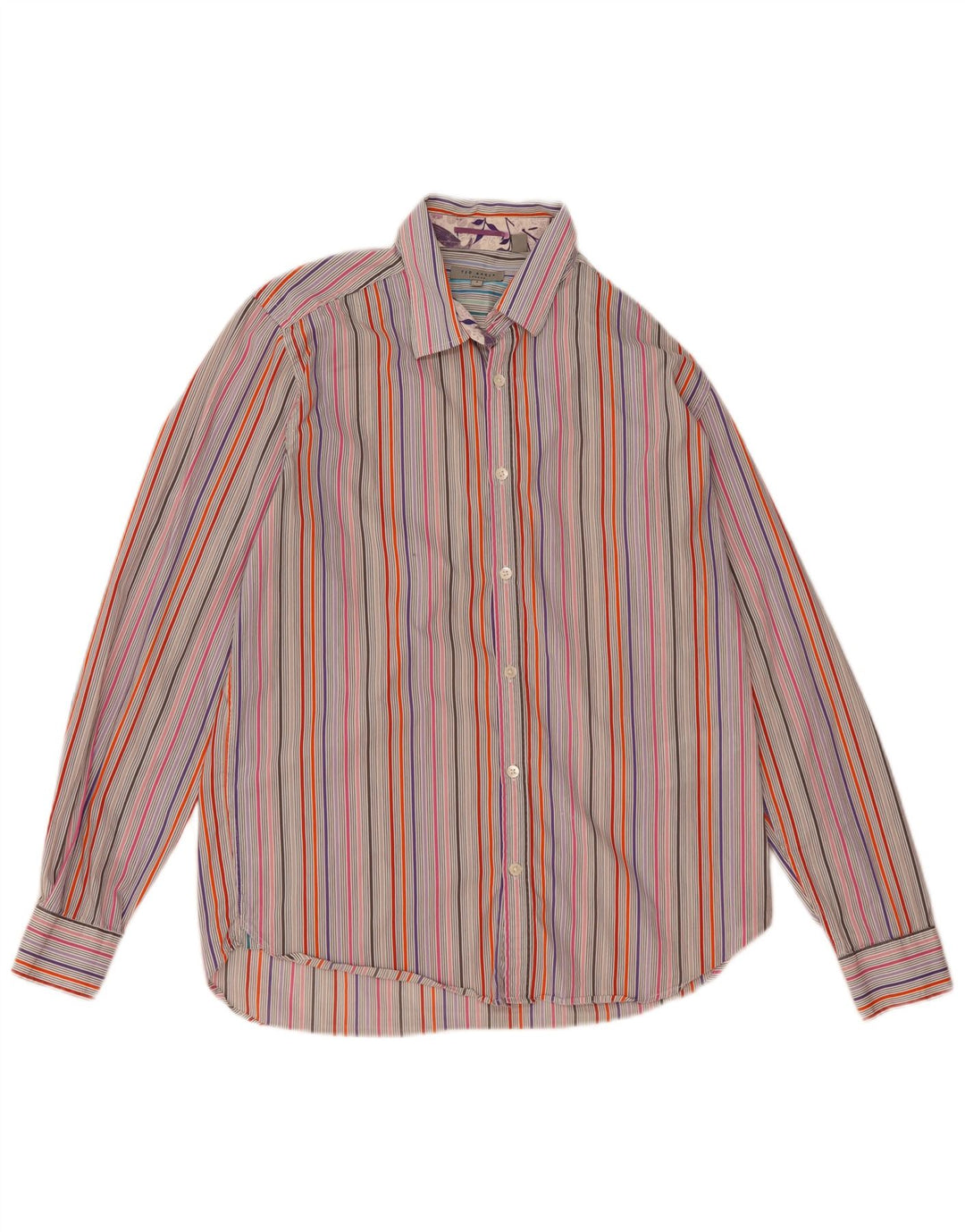 Camisa masculina TED BAKER tamanho 4 grande algodão listrado multicolorido