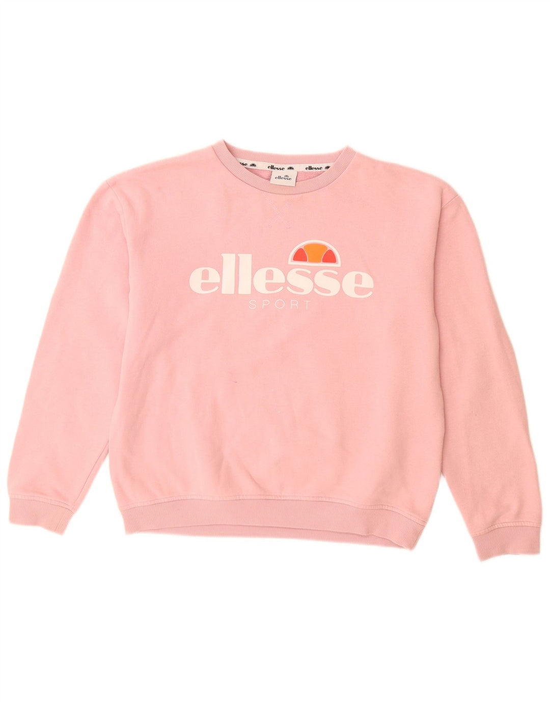 ELLESSE moletom feminino gráfico jumper UK 12 médio algodão rosa