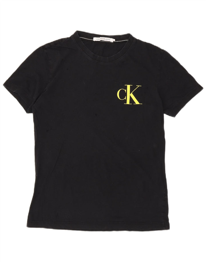 Camiseta masculina CALVIN KLEIN JEANS com estampa gráfica grande preta