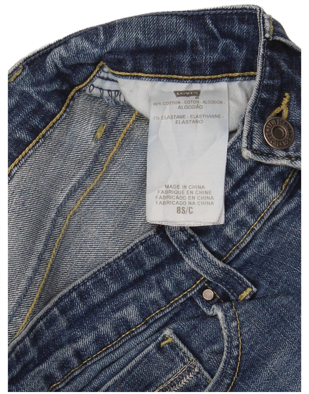 Jeans feminino Levi's cintura média slim US 8 médio W28 L28 algodão azul