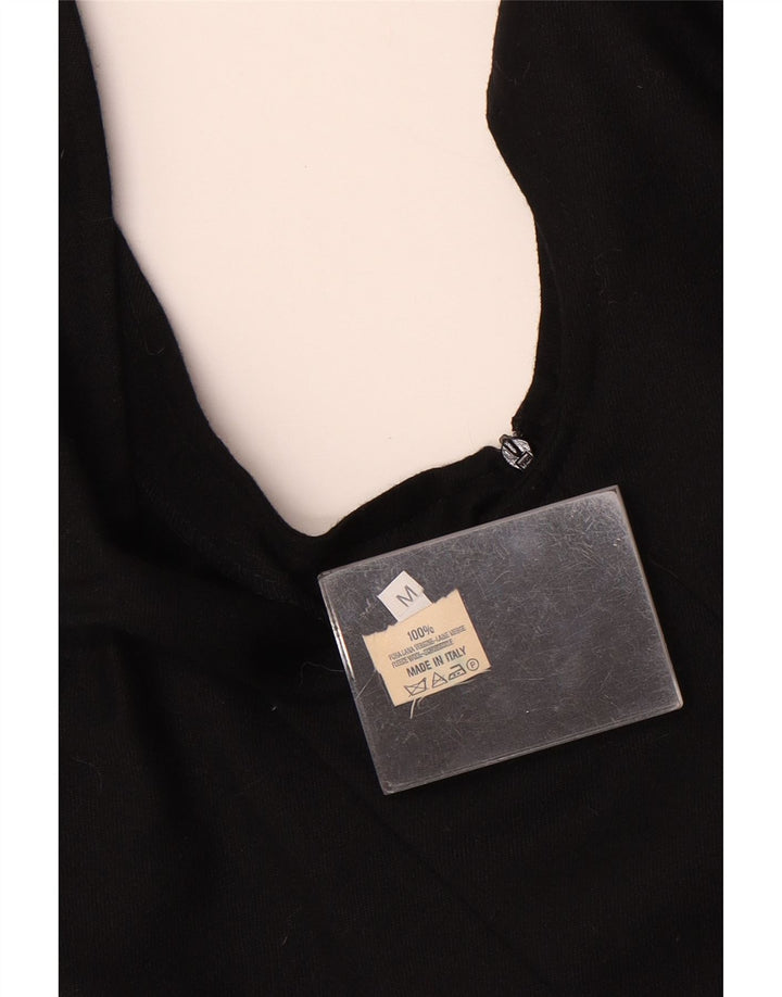 Vestido mini avental feminino vintage Reino Unido 12 lã preta média