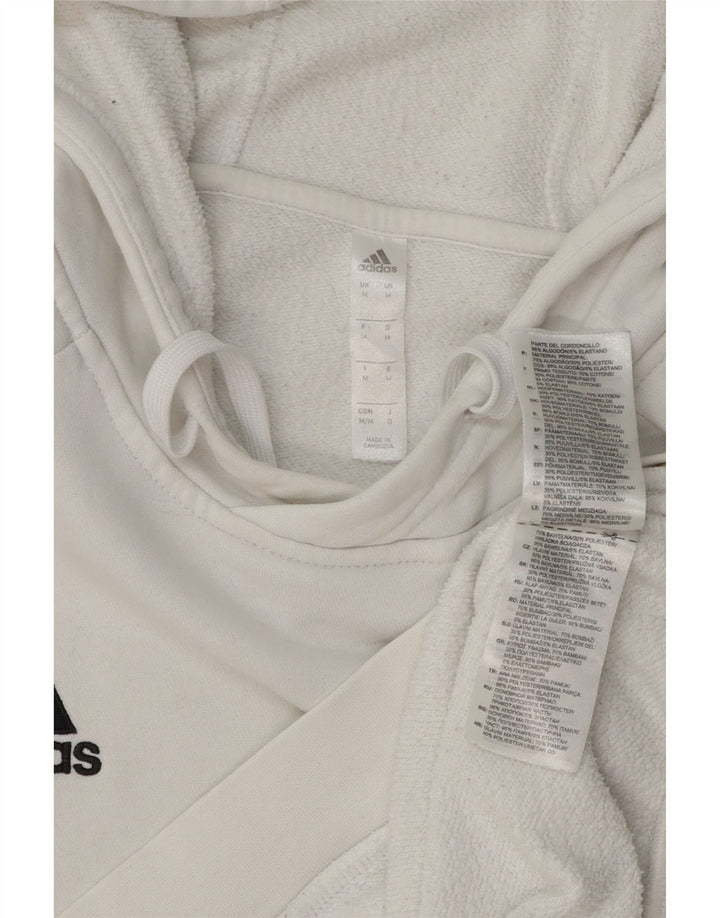 Adidas Mens Hoodie Jumper Médio Algodão Branco
