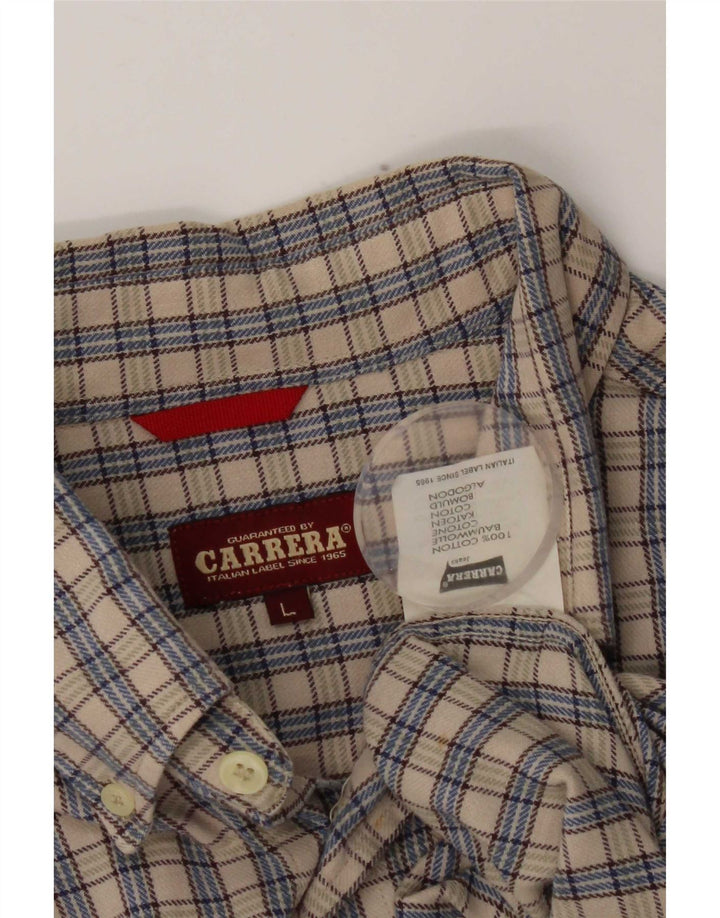 Camisa masculina de flanela Carrera grande algodão xadrez cinza