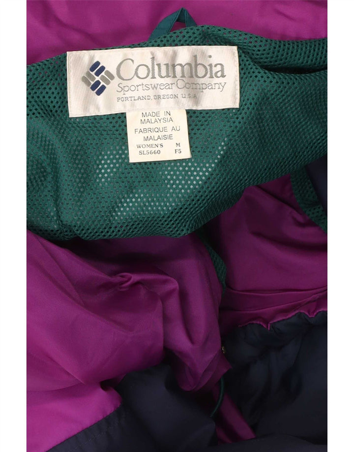Jaqueta de chuva feminina com capuz grande Columbia UK 14 verde médio colorblock