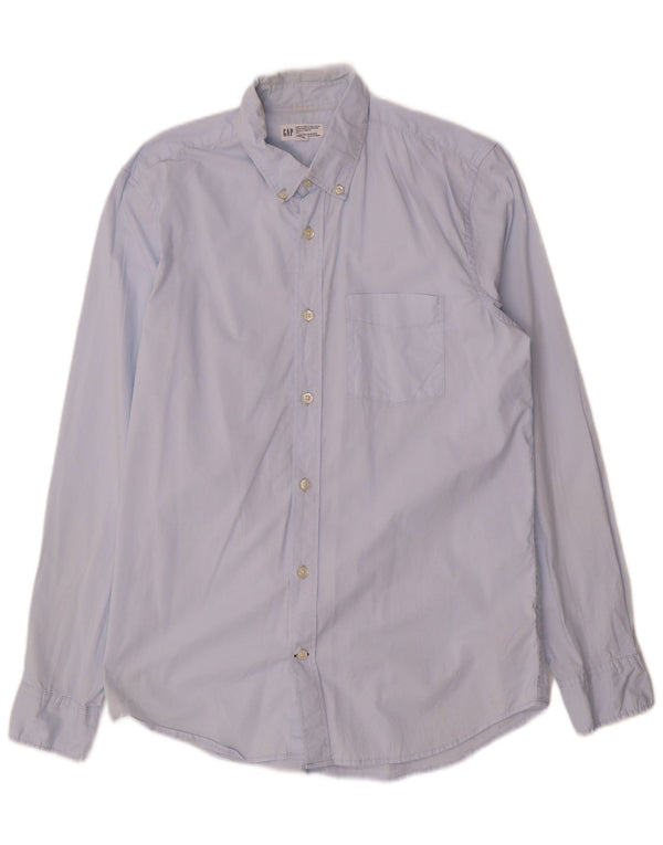 Camisa masculina slim fit Gap algodão azul médio