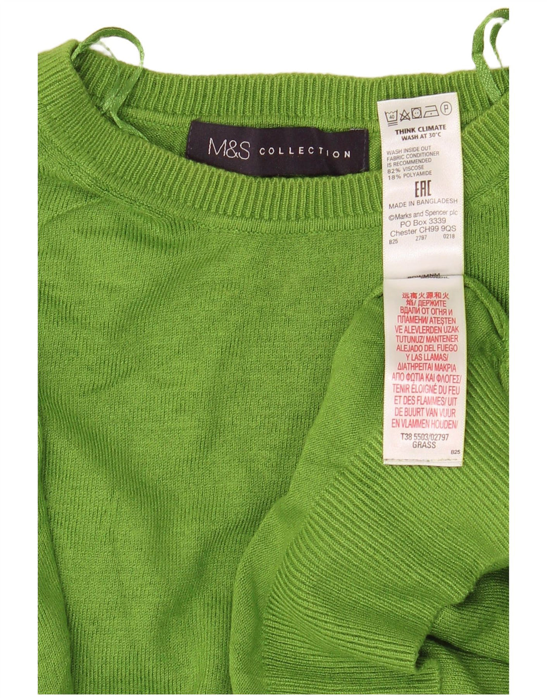 Suéter feminino Marks & Spencer com gola redonda Reino Unido 14 verde médio