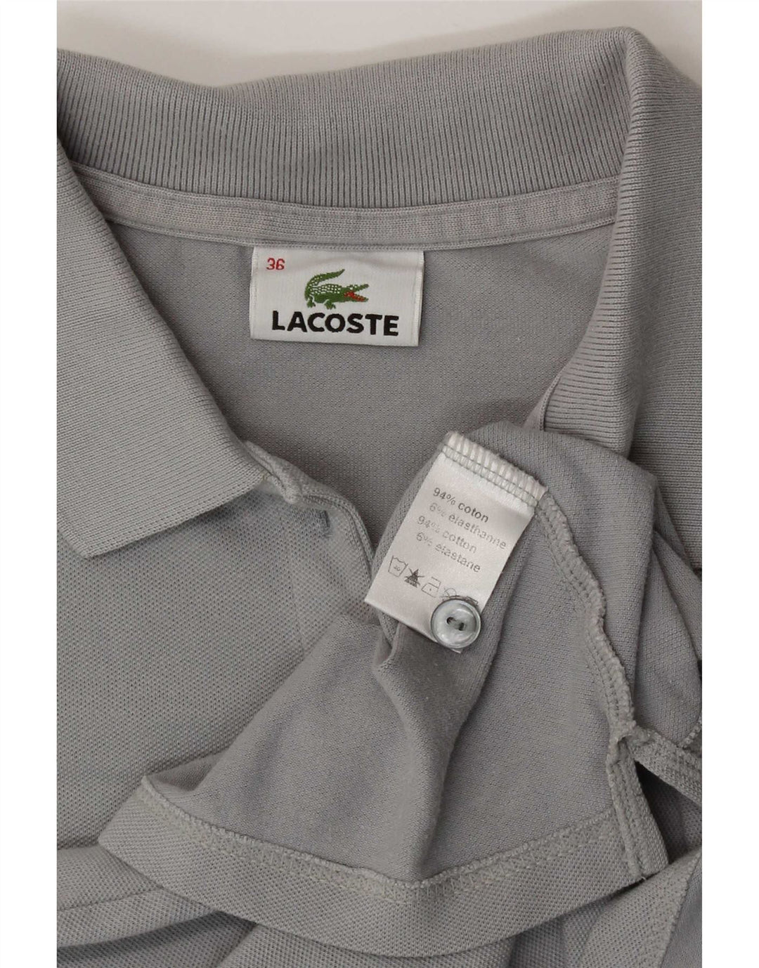 Camisa polo feminina Lacoste tamanho 36 pequeno algodão cinza