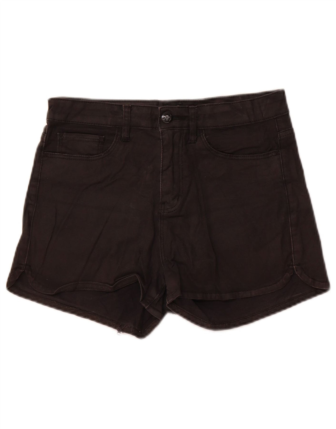 Shorts jeans feminino de cintura alta Lee US 10 médio W28 algodão preto