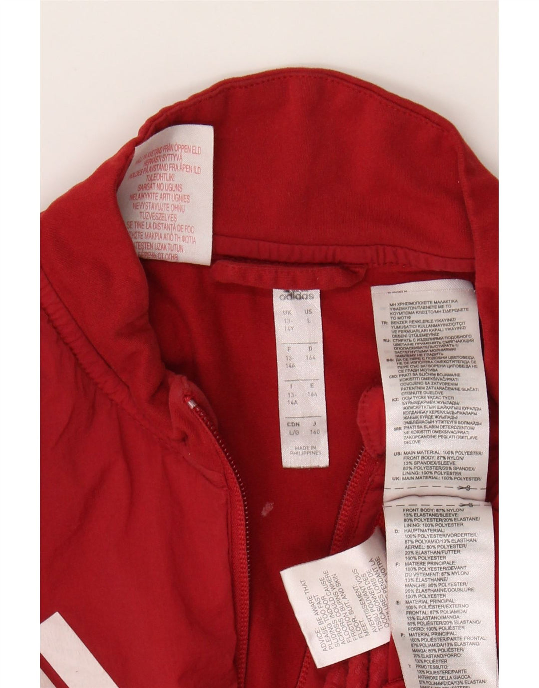 ADIDAS Boys Graphic Zip Neck Pullover Treino Top 13-14 Anos Vermelho
