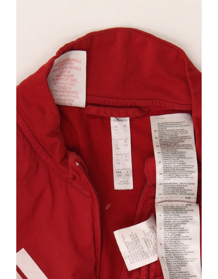 ADIDAS Boys Graphic Zip Neck Pullover Treino Top 13-14 Anos Vermelho