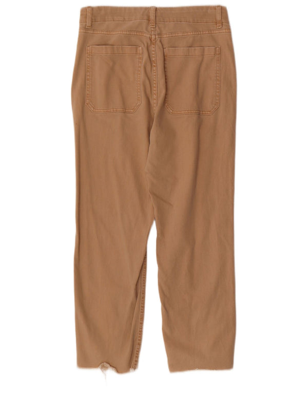 Calça feminina cortada reta Marks & Spencer Reino Unido 12 médio W30 L25 bege