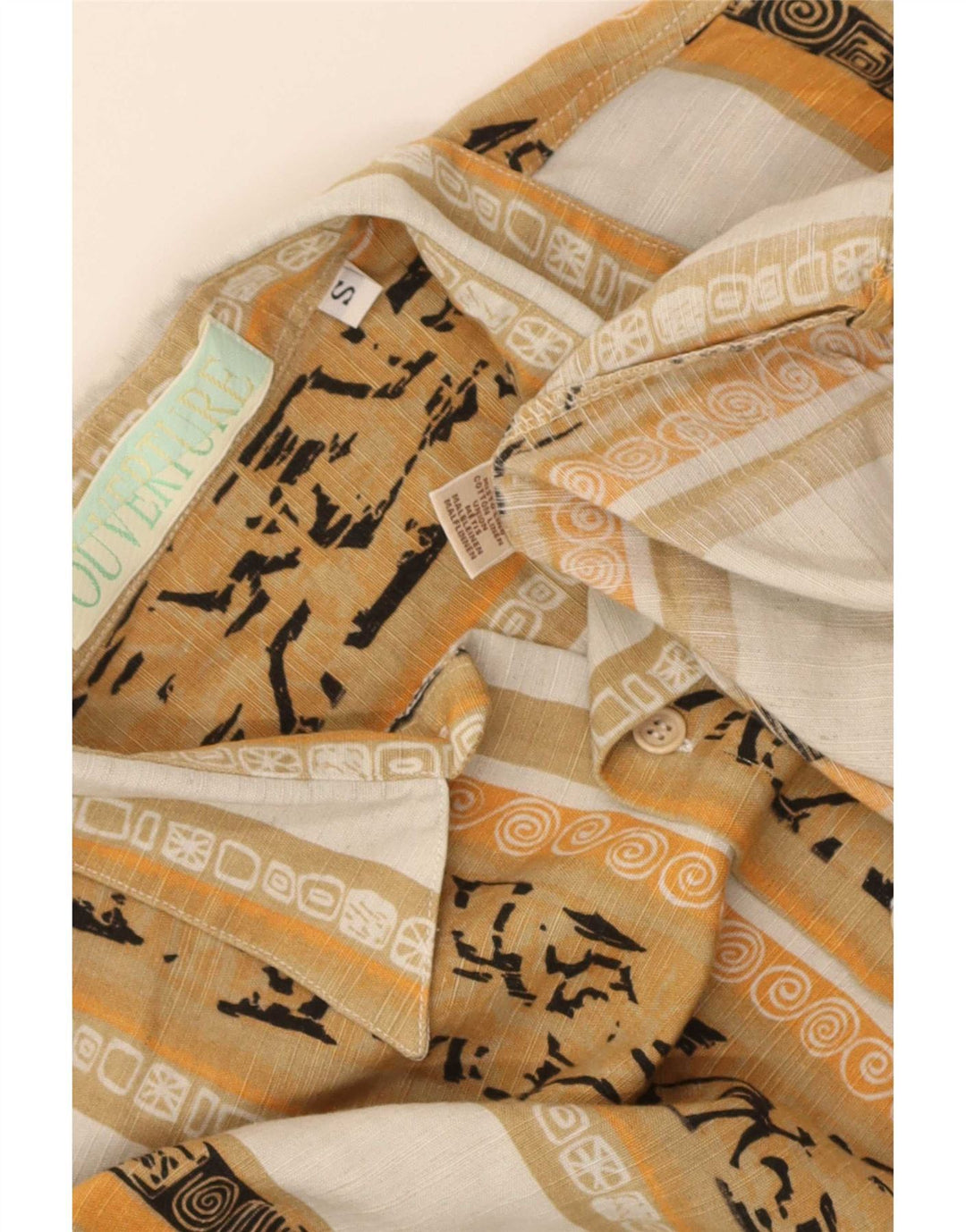 Camisa masculina vintage pequena listrada multicolorida de algodão