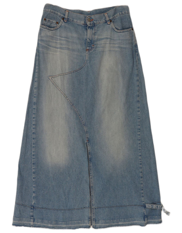 Benetton Womens High Waist Denim Skirt IT 44 Medium W34 Blue Cotton