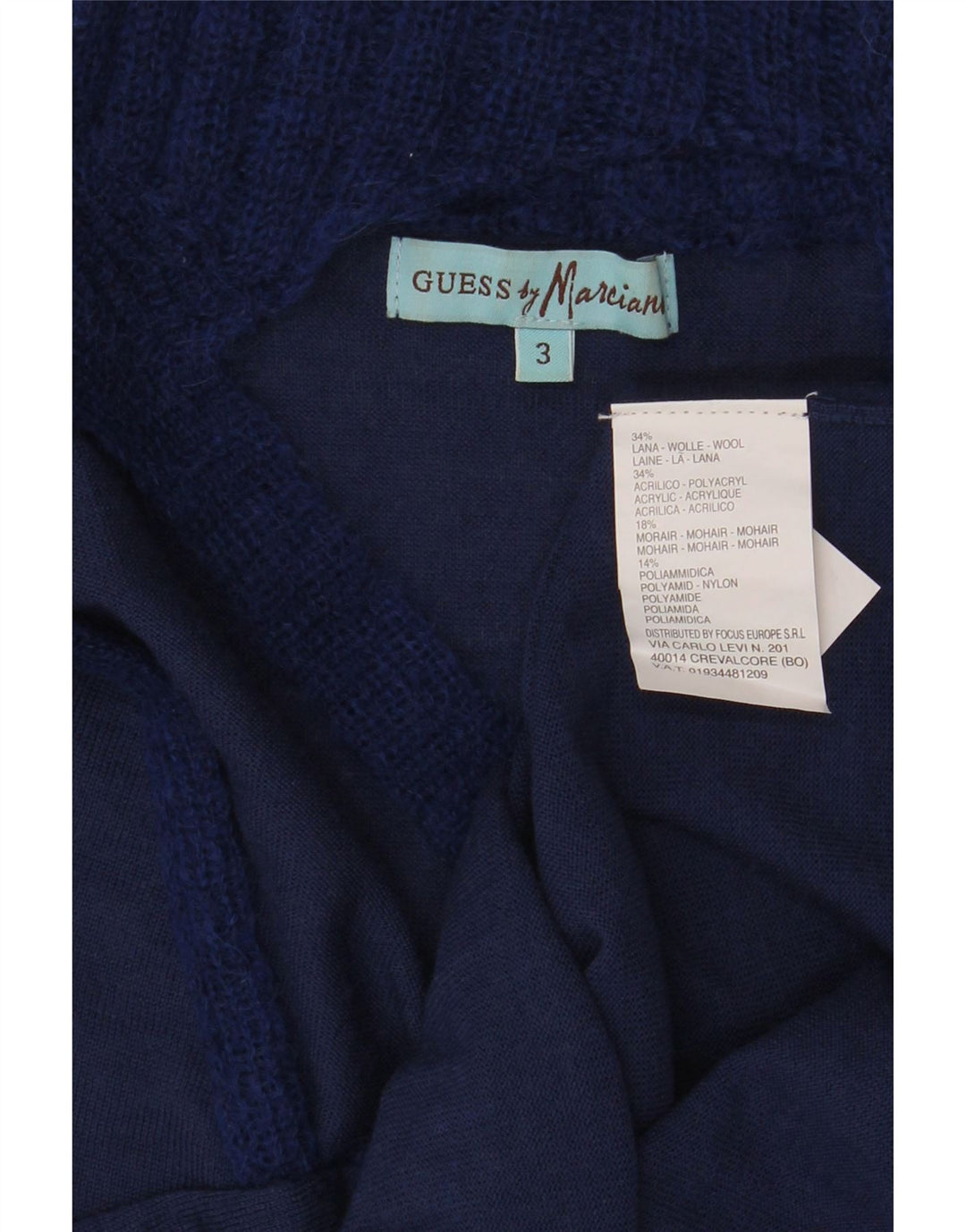 Suéter feminino Guess marciano com gola tartaruga EUA 3 pequeno lã azul marinho
