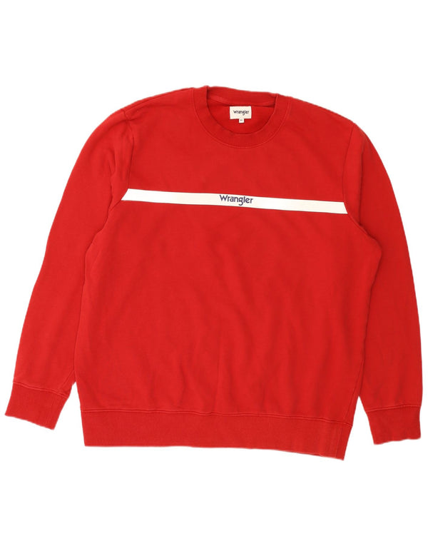 Wrangler Mens Graphic Regular Fit Moletom Jumper XL Listrado Vermelho Algodão