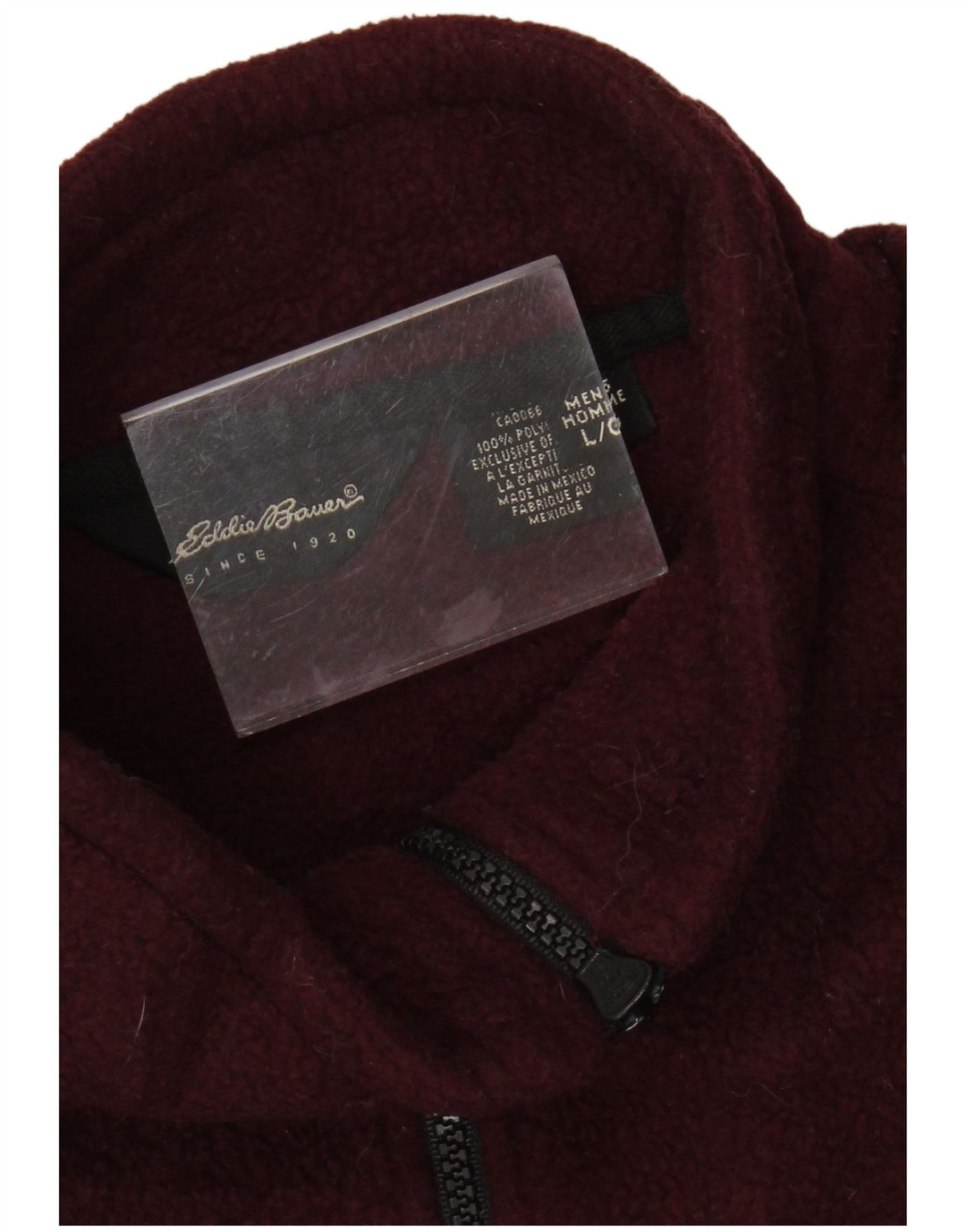 Eddie Bauer Suéter masculino de lã com zíper e gola grande poliéster cor de vinho