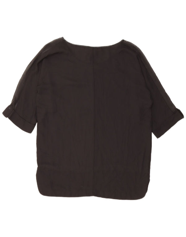 DESIGUAL blusa feminina gráfica top UK 14 médio preto