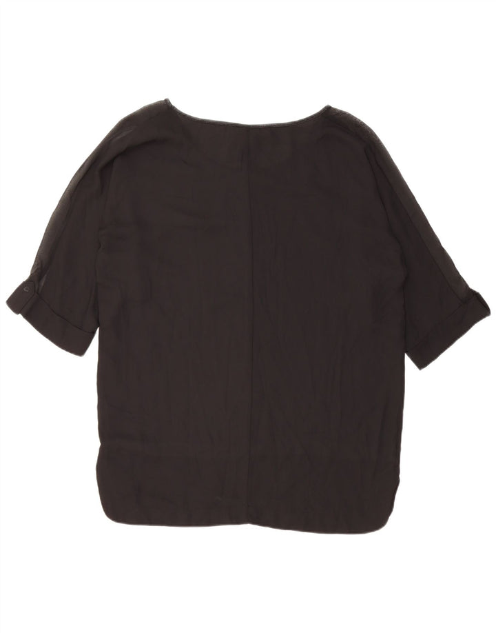 DESIGUAL blusa feminina gráfica top UK 14 médio preto