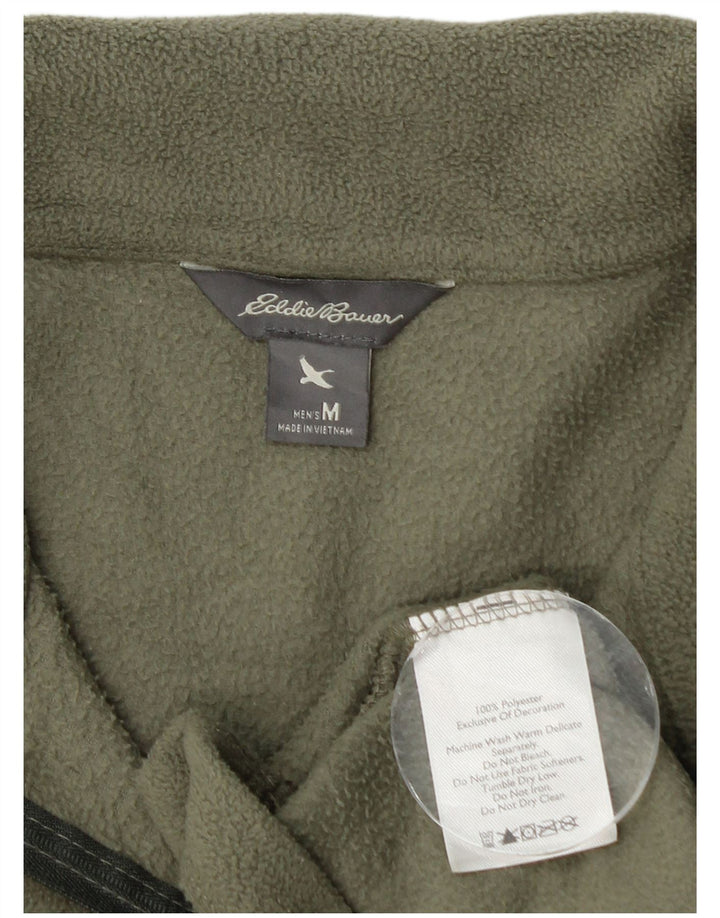 Eddie Bauer Suéter masculino de lã com zíper e gola média poliéster cáqui