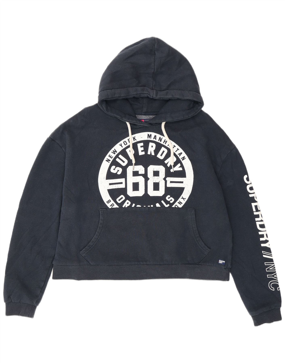 Superdry feminino gráfico oversized moletom com capuz Reino Unido 14 médio azul marinho