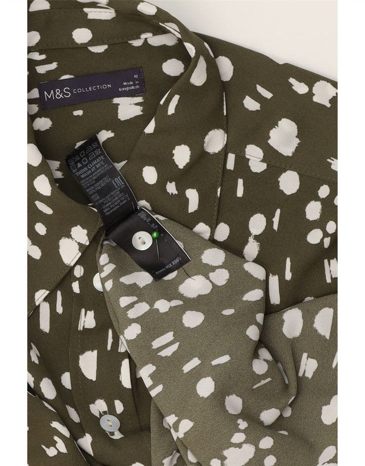 Camisa oversized feminina Marks & Spencer Reino Unido 10 poliéster manchado caqui pequeno