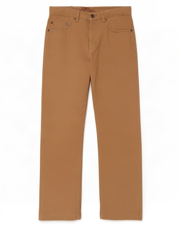 Zara Calça masculina reta casual EU 40 Médio W31 L29 Bege
