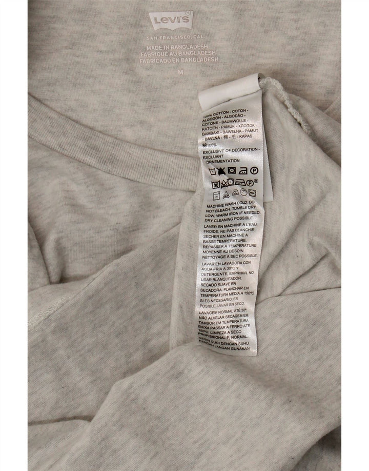 Camiseta feminina Levi's UK 12 algodão manchado cinza médio