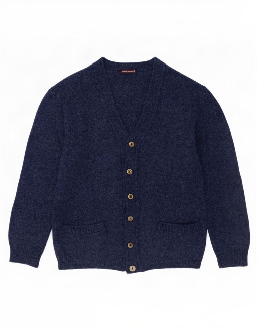 Suéter cardigã masculino vintage médio azul marinho lã nova