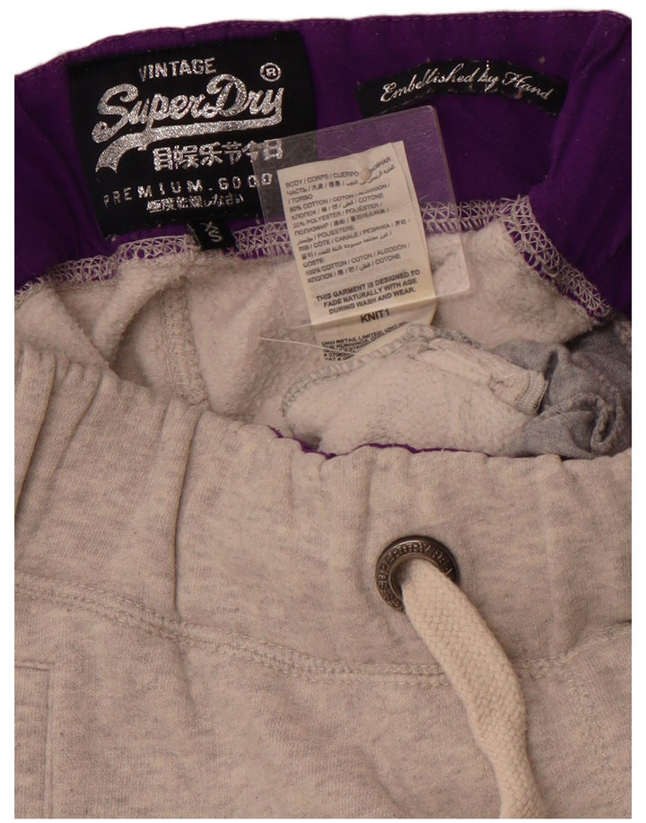 Calça esportiva feminina SUPERDRY com estampa gráfica e jogging UK 4 XS cinza algodão