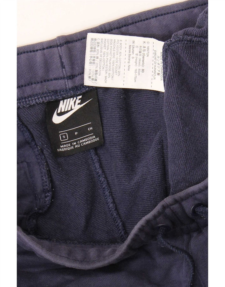 Calça de treino masculina Nike pequena azul marinho algodão