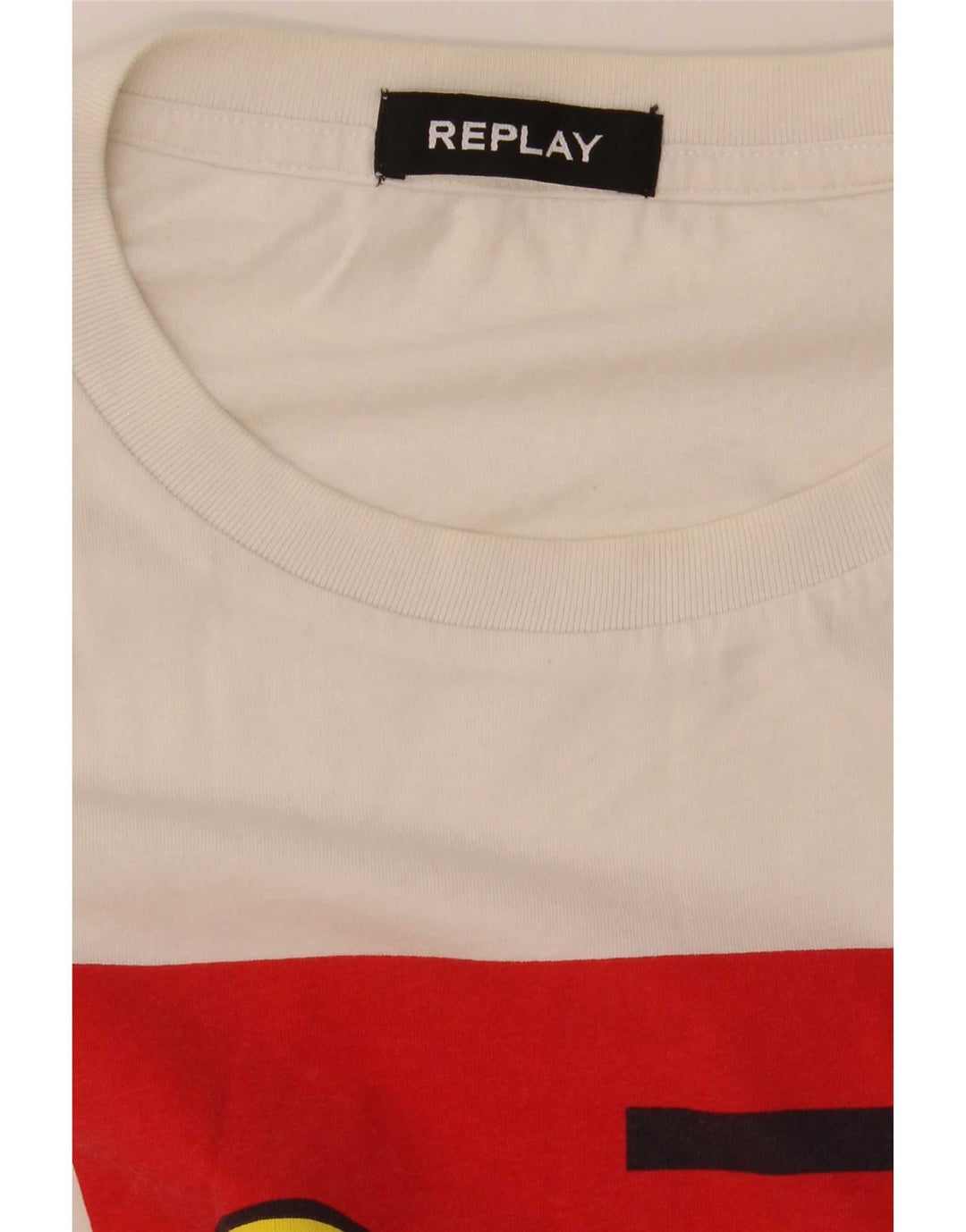 Camiseta Masculina Replay com Estampa Gráfica, Tamanho M, Branca
