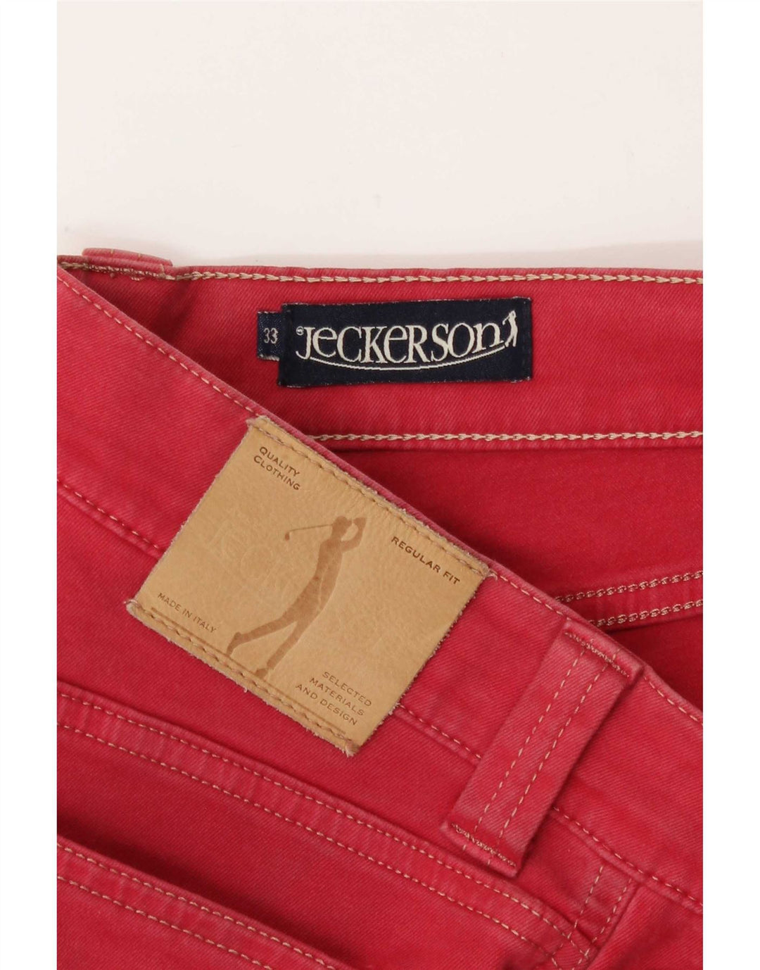 Jeans retos masculinos Jeckerson W33 L30 algodão vermelho