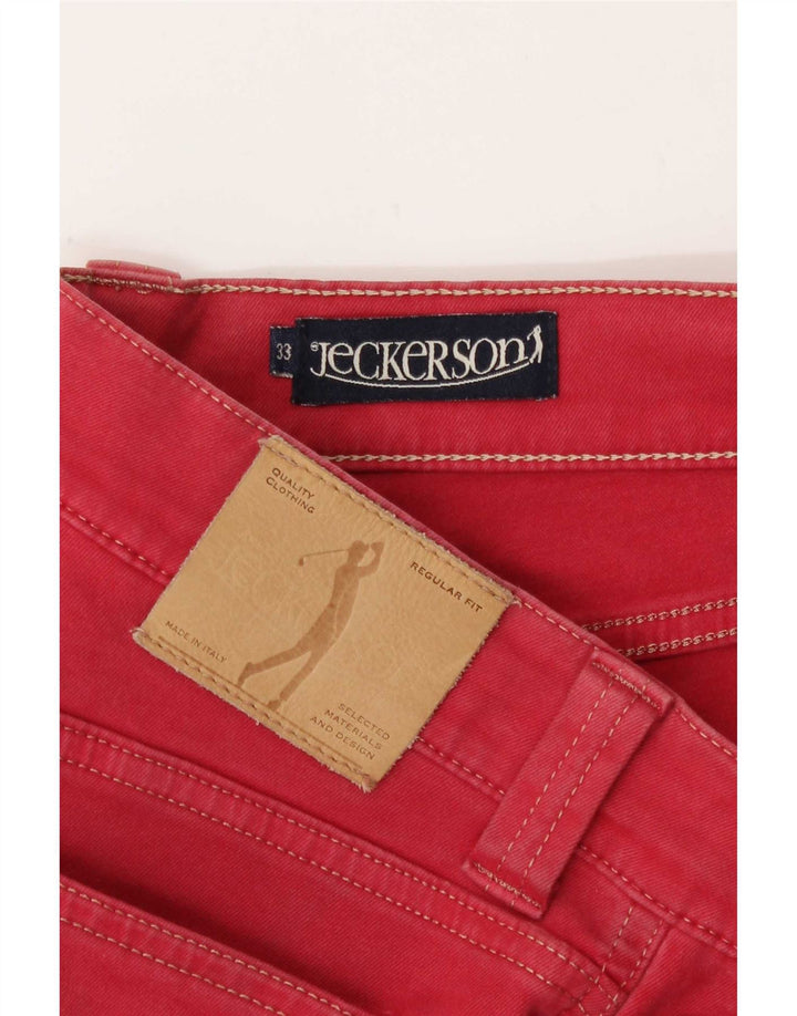 Jeans retos masculinos Jeckerson W33 L30 algodão vermelho