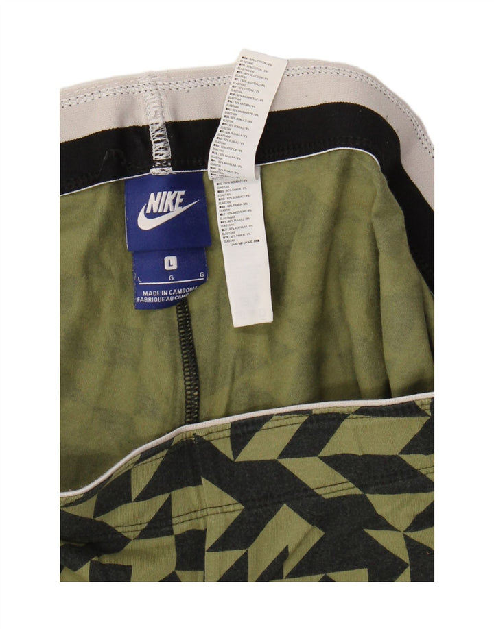 Leggings femininas Nike UK 14 grandes cáqui de algodão geométrico
