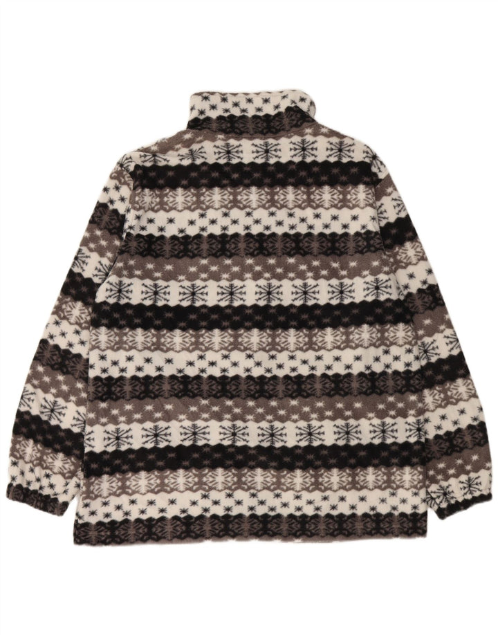 VINTAGE Mens Fleece Jacket UK 44 2XL Grey Fair Isle