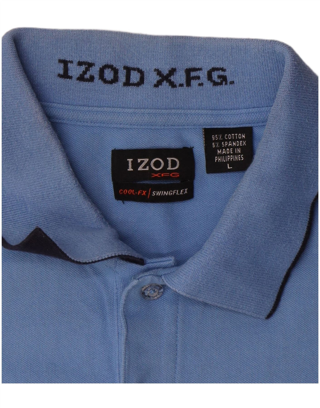 Camisa polo masculina Izod grande algodão azul