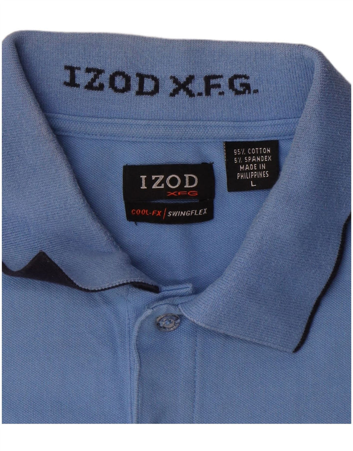 Camisa polo masculina Izod grande algodão azul