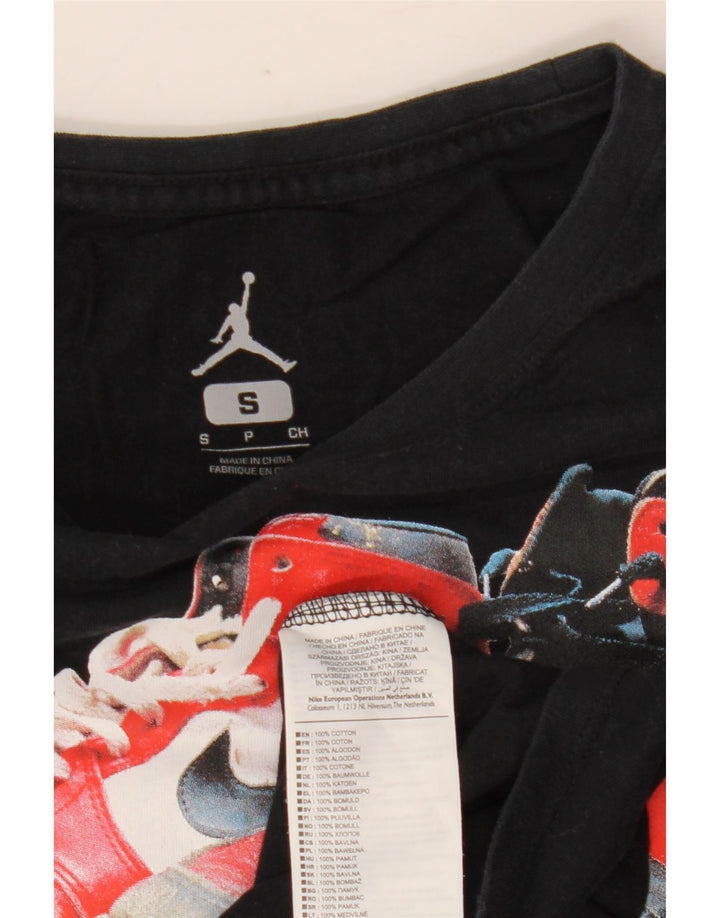 Top gráfico masculino Jordan manga comprida pequeno algodão preto